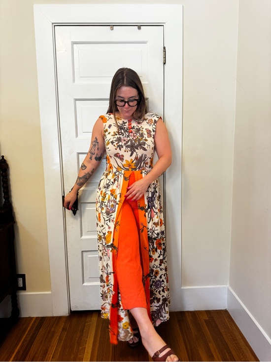 Vintage Pants - 70s Vintage Butterfly Print Hostess Set Jumpsuit Sz Sm
